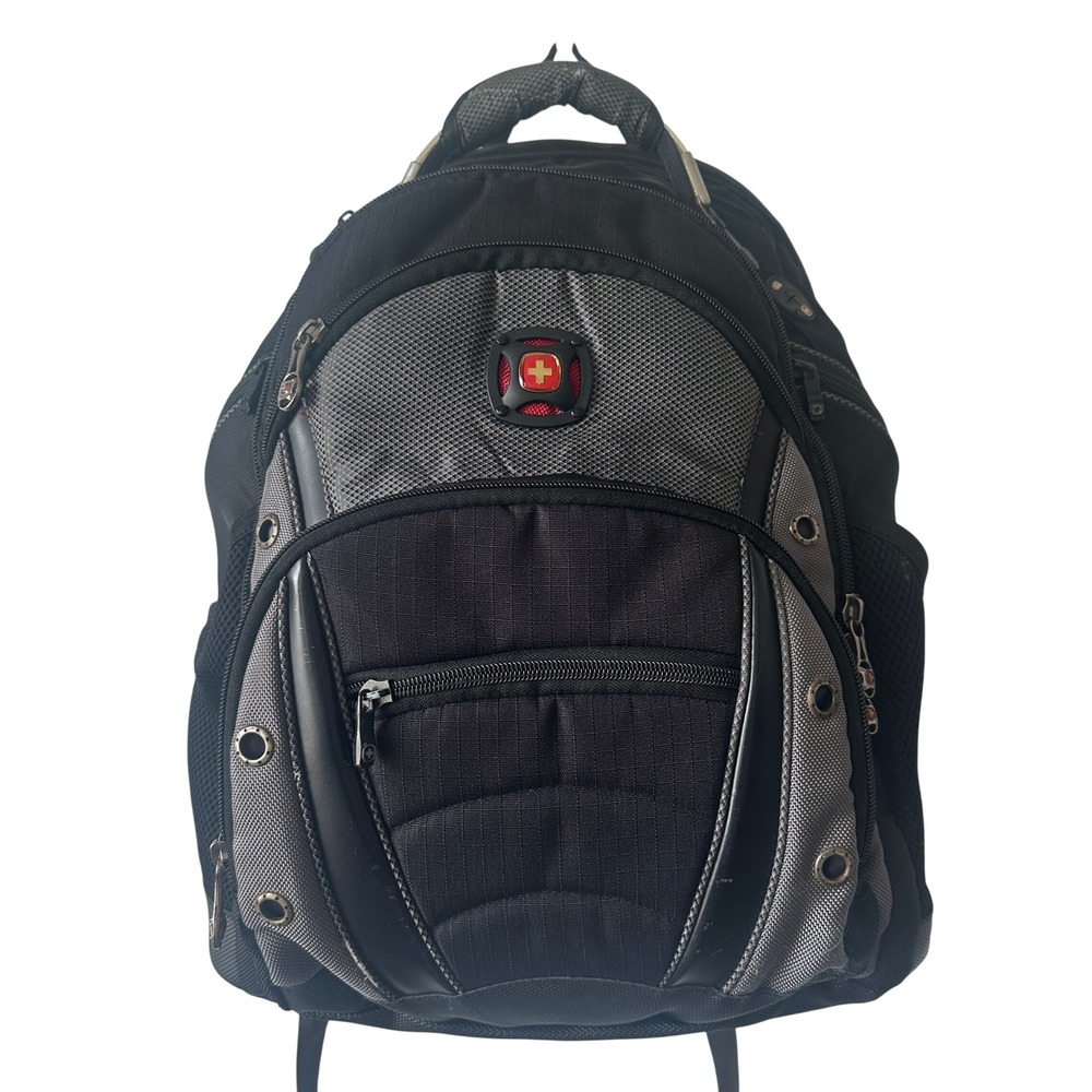 SwissGear Black Gray Laptop Backpack Padded Shock Absorbing Straps Multi-Pocket